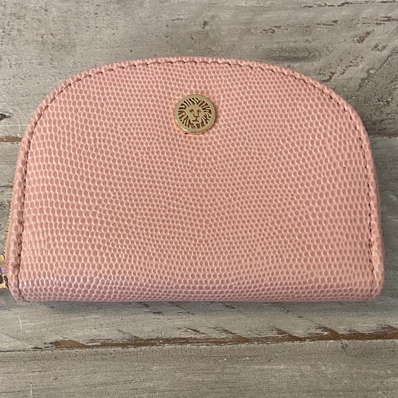Anne Klein Pink Pebbled Textured Card Wallet with Chain Strap & Clip 5x3.5x1 - Picture 1 of 7